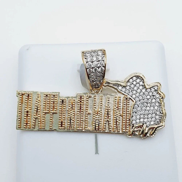 14K Gold Plated Cubic Zircon Pendant, INUS1BR057 - Picture 5 of 10